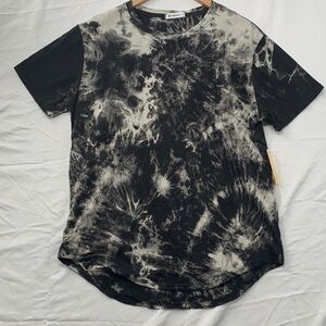 KLIEGOU Mens Hip Hop Tie-Dyed Hipster Curve Hem T Shirt Size M
